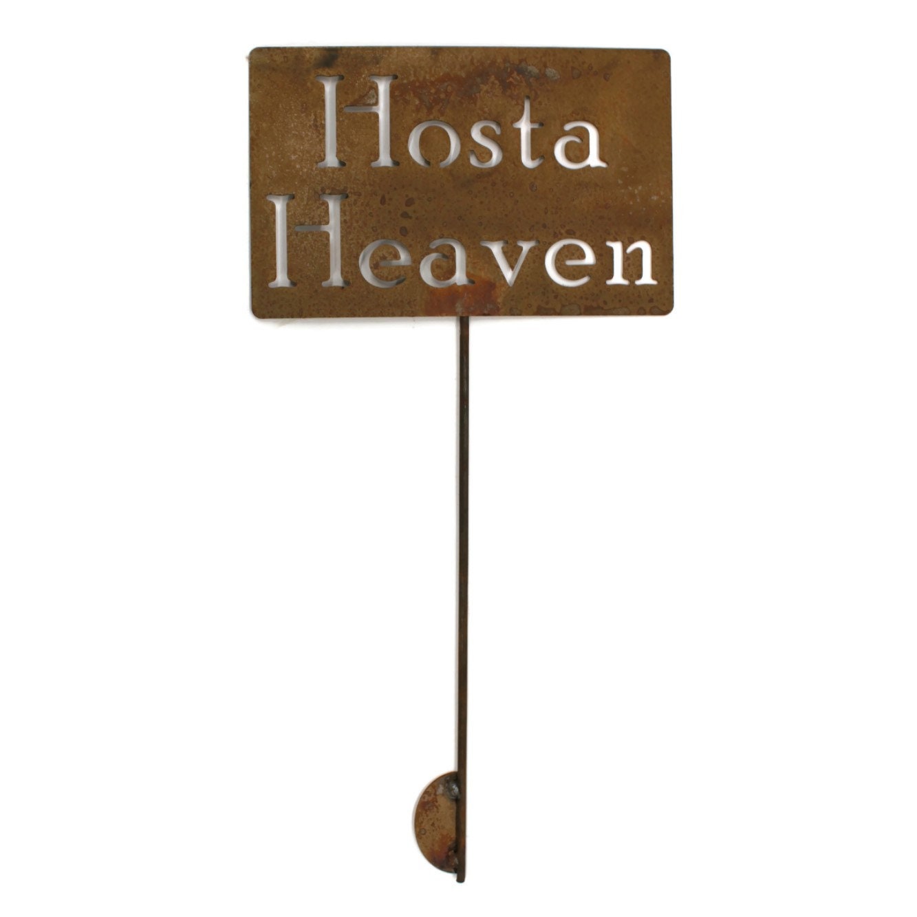 Hosta Heaven rusty garden stake sign