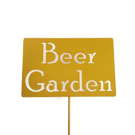Beer Garden sign stake in dark yellow powder coat