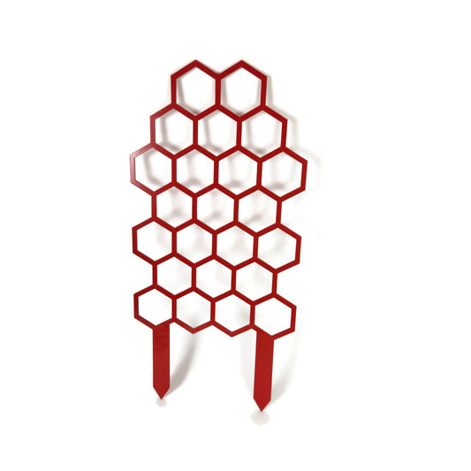 Red powder coat metal hexagon pattern trellis