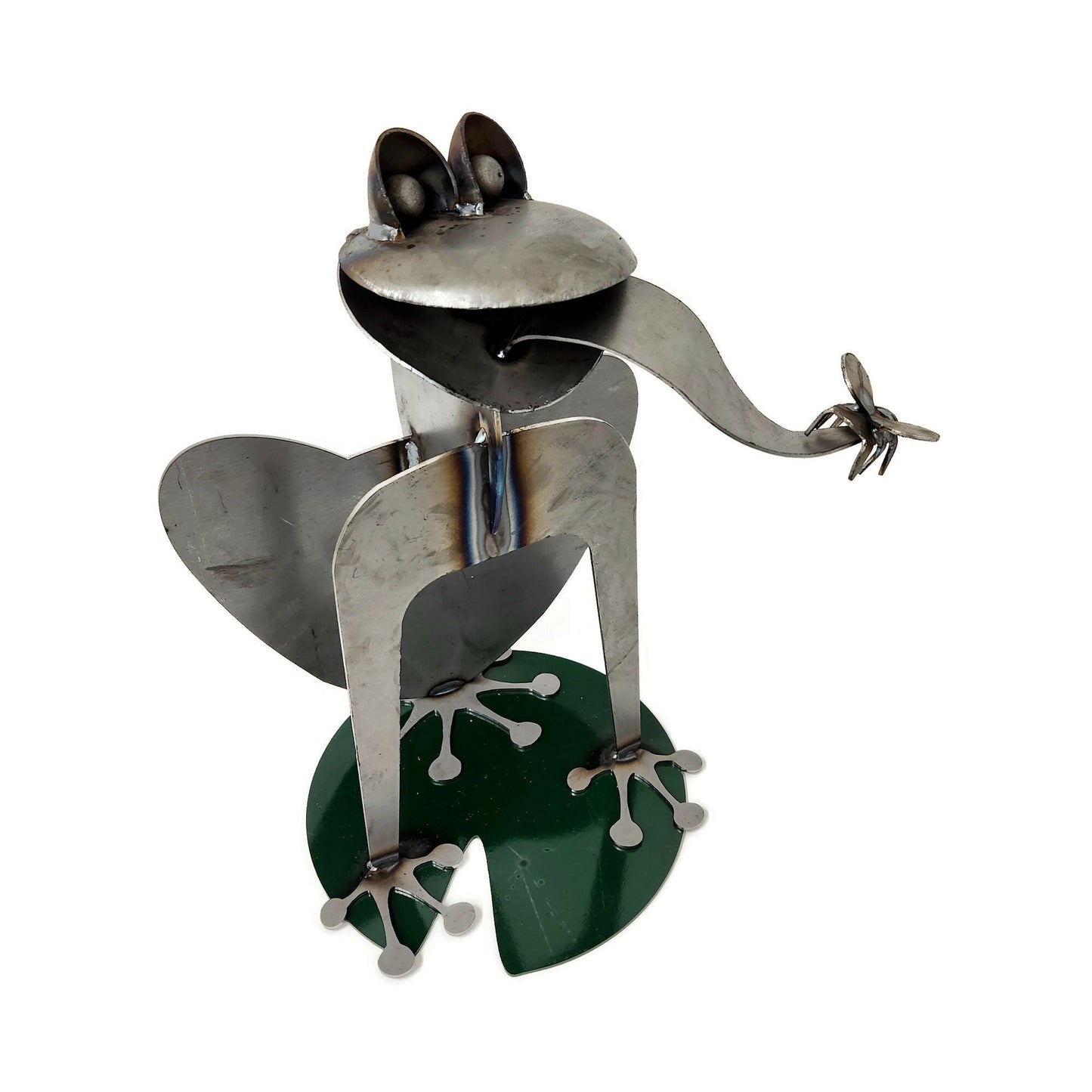 Giant Metal Frog Statue Sculpture 20 Inches Tall 3D One of a Kind