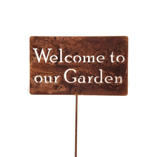 Welcome to our Garden rusty garden stake sign