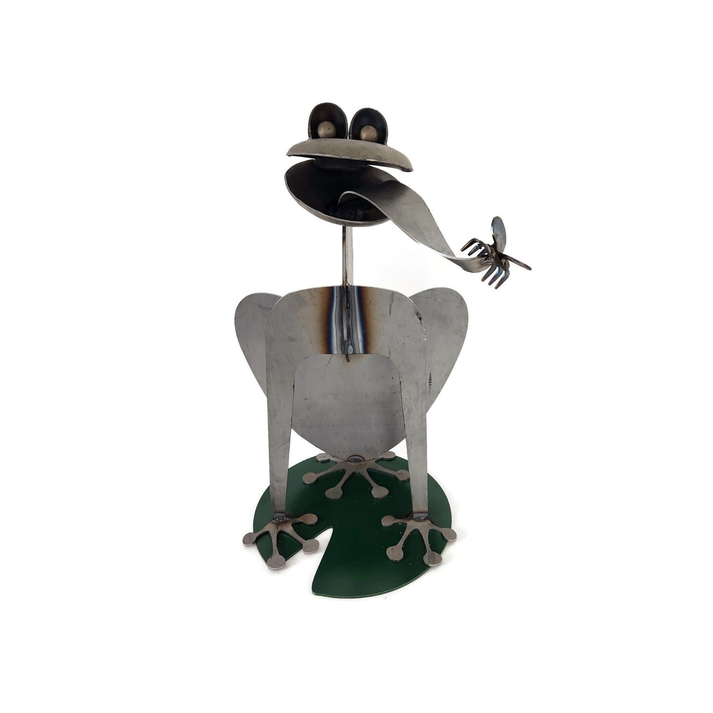 Giant Metal Frog Statue Sculpture 20 Inches Tall 3D One of a Kind