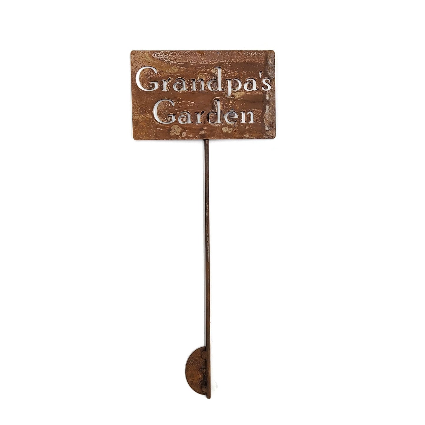 Grandpa's Garden rusty garden stake sign