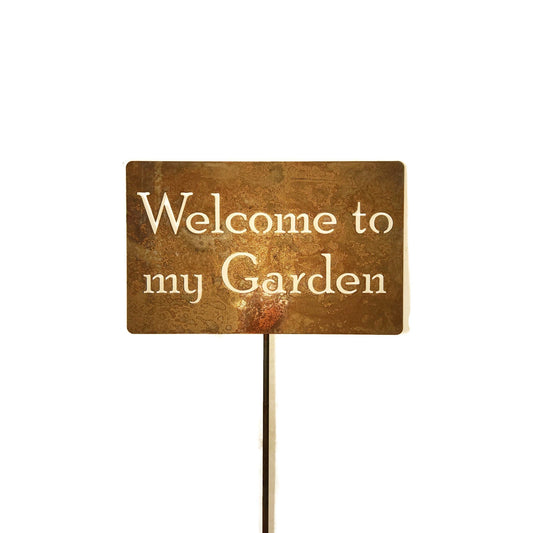 Welcome to my Garden rusty garden stake sign