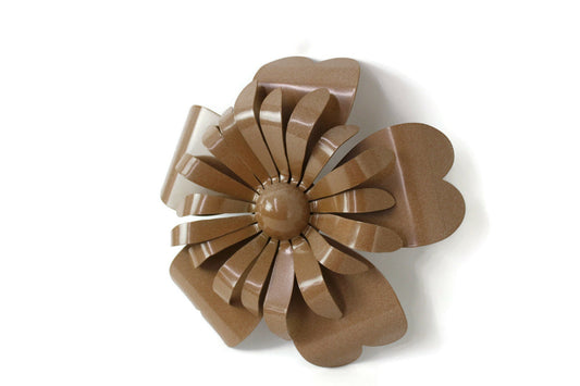 Mocha brown powder coat metal sunflower wall art