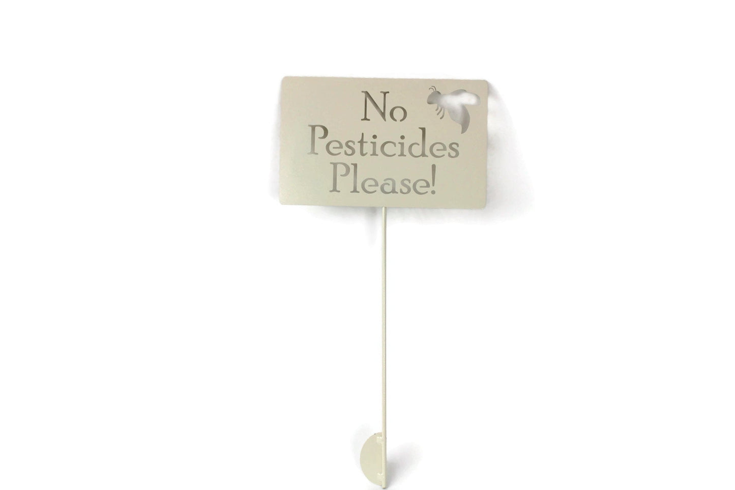 No Pesticides with bee cream powder coat garden stake sign