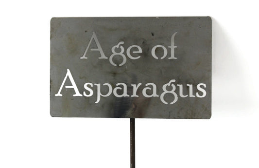 Age of Asparagus raw steel garden stake sign