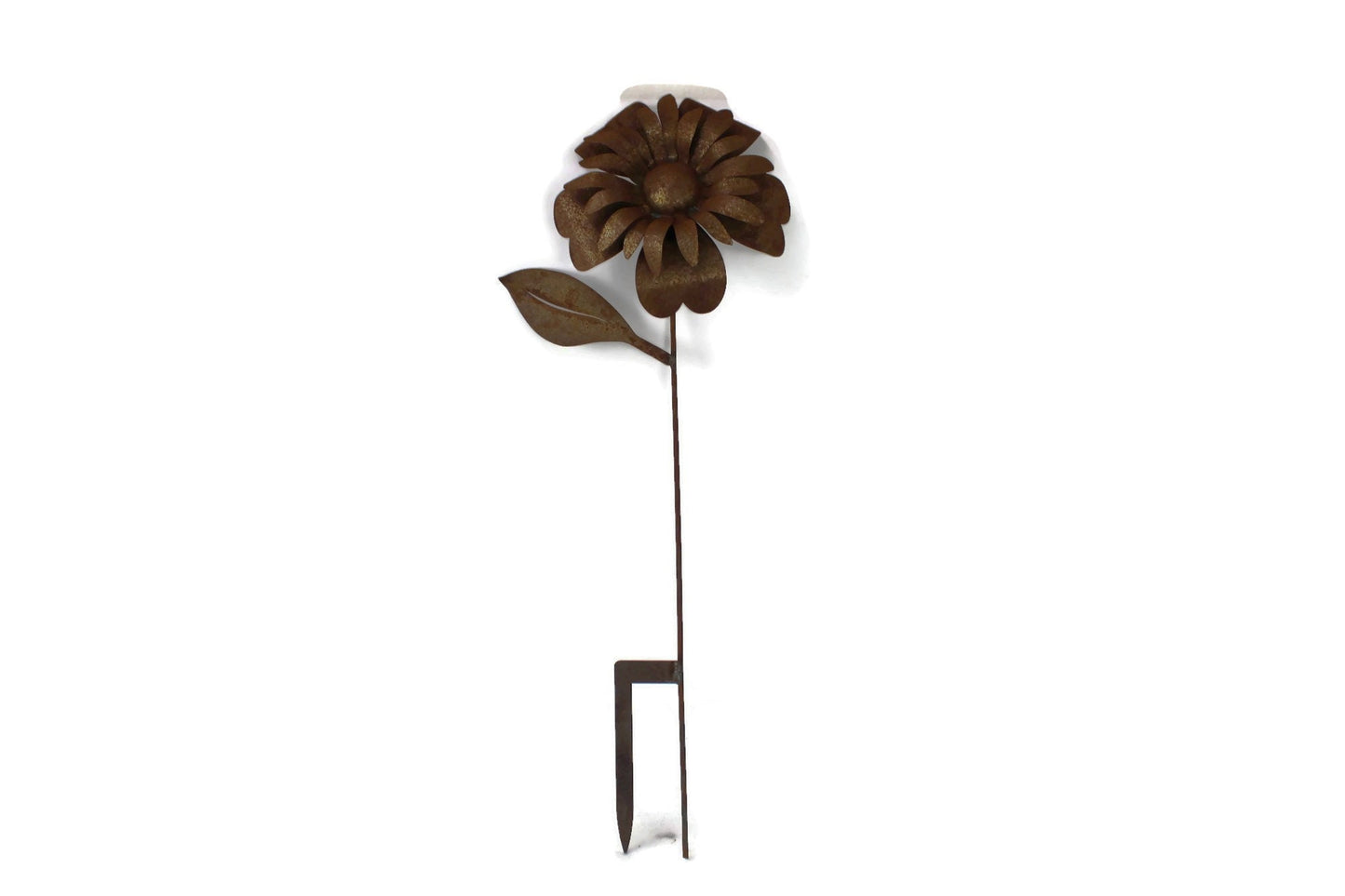 Rusty metal sunflower garden stake
