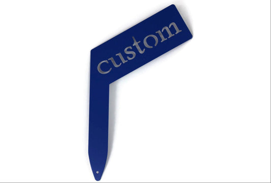 custom blue powder coated planter size garden marker