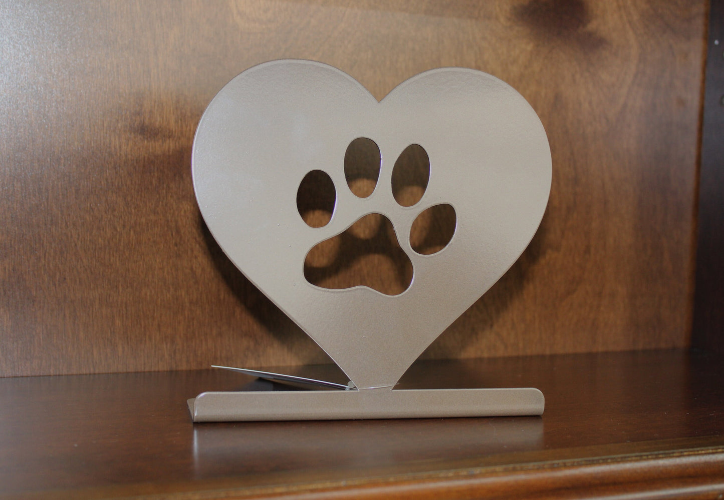 Paw Print Heart Tabletop Metal Home Decor 7 Inches Tall