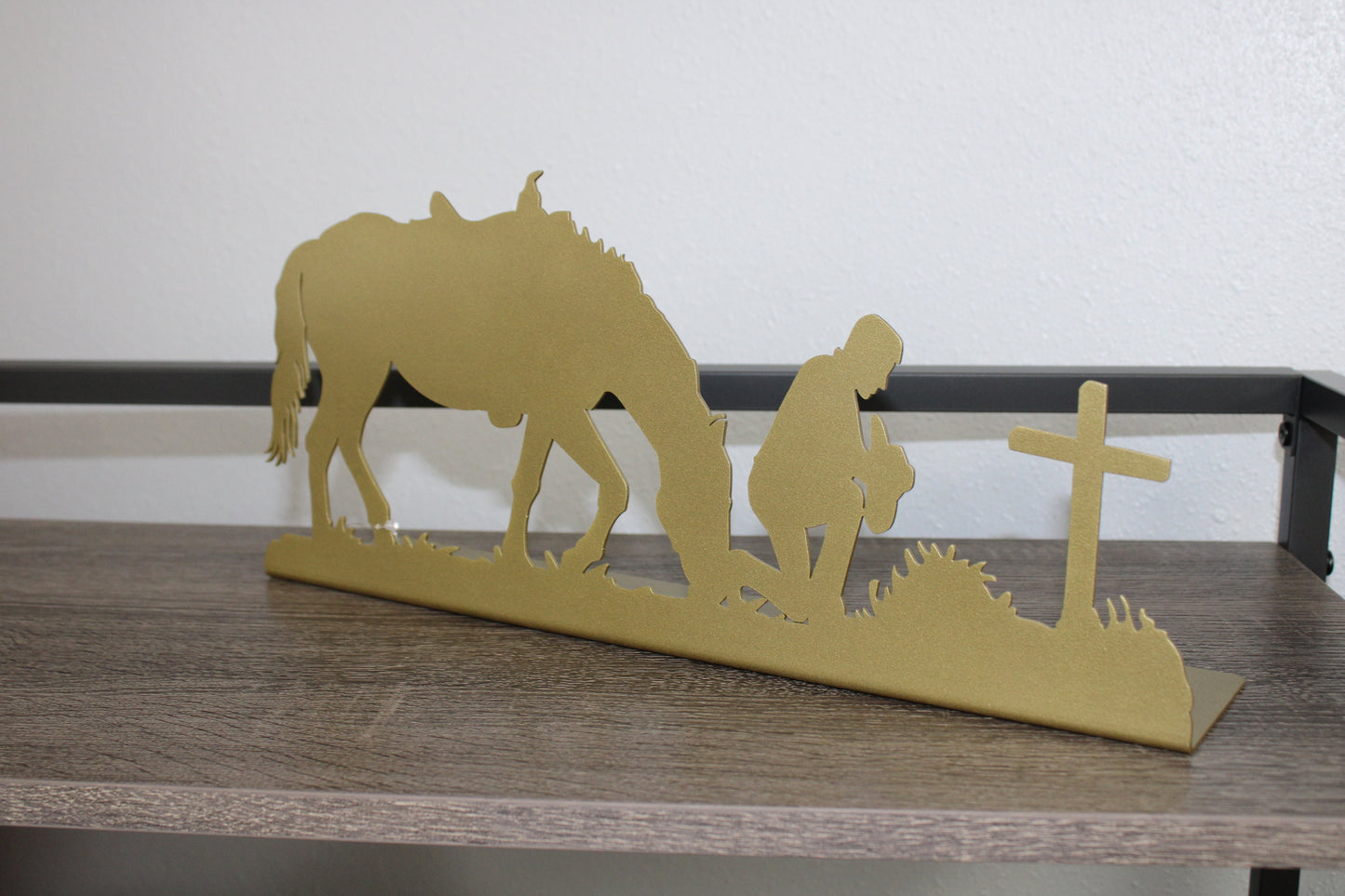 Praying Cowboy Free Standing Metal Decor 16 Inches Wide