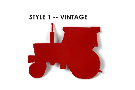 Red powder coat metal vintage tractor Christmas tree ornament