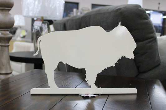 Cream powder coat metal buffalo tabletop stand