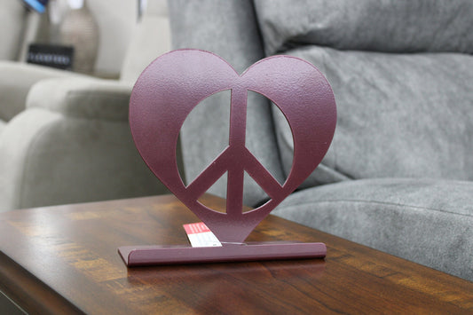 Berry powder coat peace heart metal tabletop stand