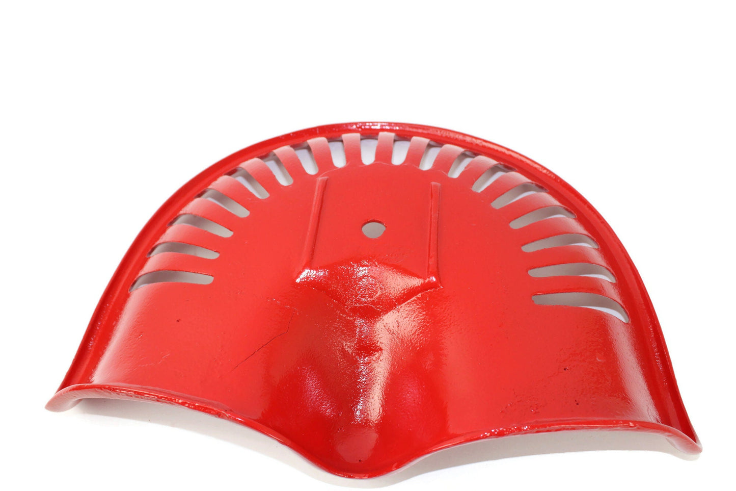 Red antique tractor seat underneath