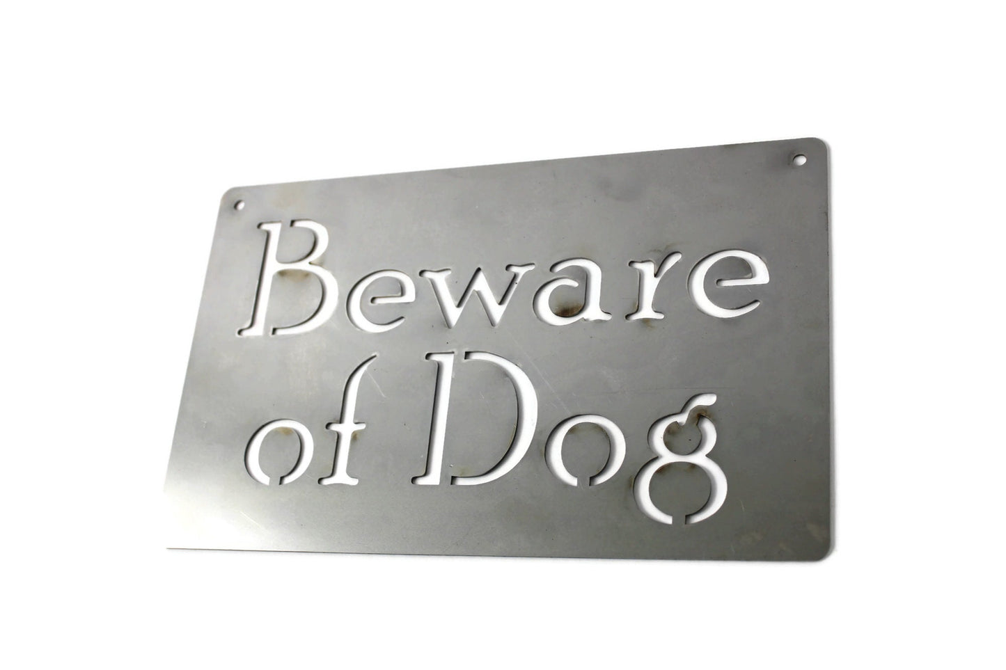 Beware of Dog raw steel garden hanging sign