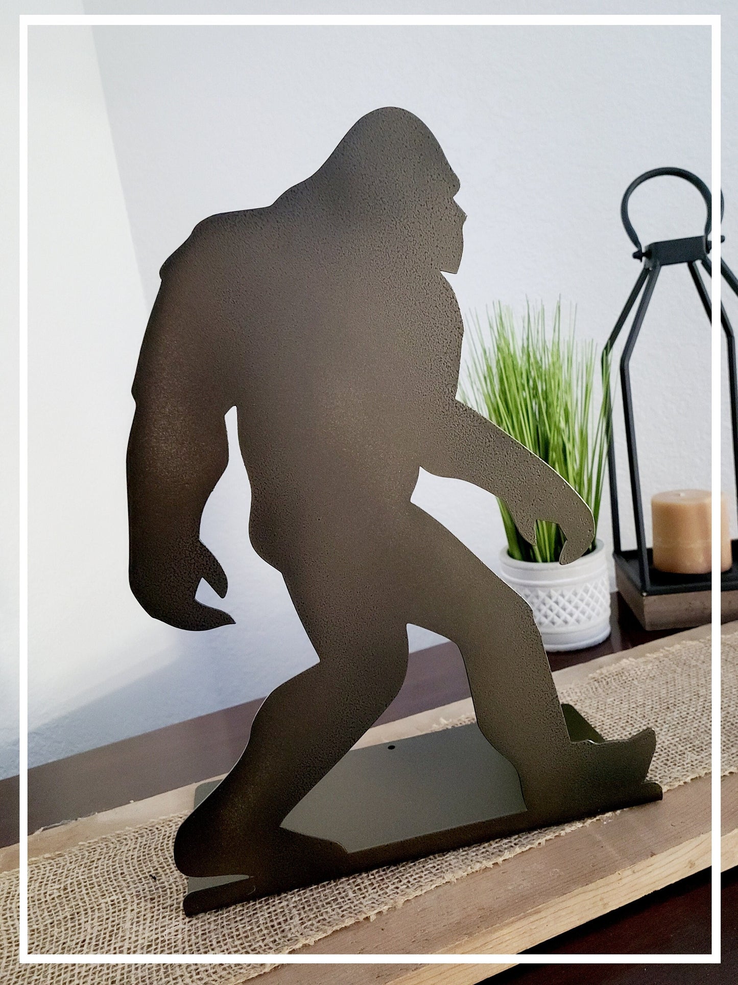 Sasquatch Bigfoot Standing Metal Sign 15 Inches Tall