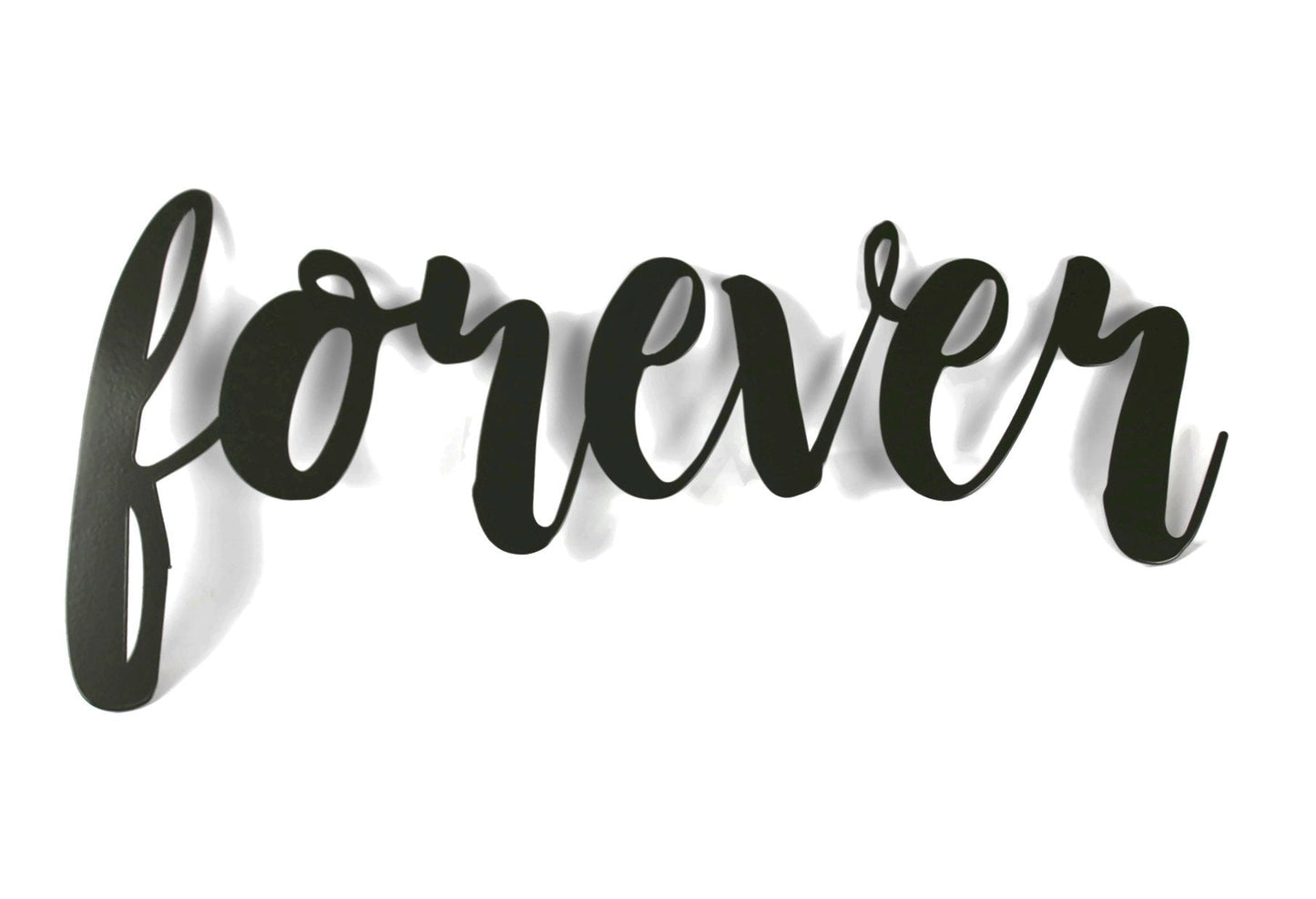 forever metal script word sign in bronze charcoal powder coat