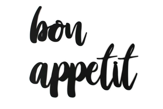 bon appetit metal script word sign in black powder coat