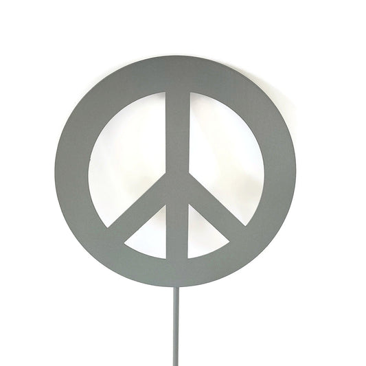 Gray powder coat peace sign metal garden stake