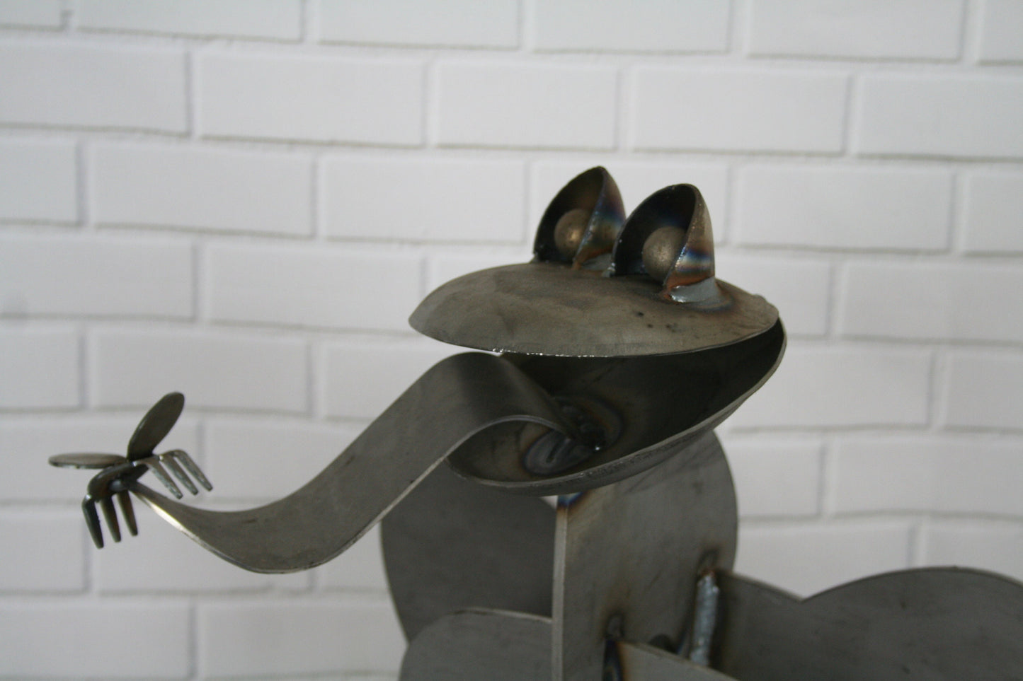 Giant Metal Frog Statue Sculpture 20 Inches Tall 3D One of a Kind