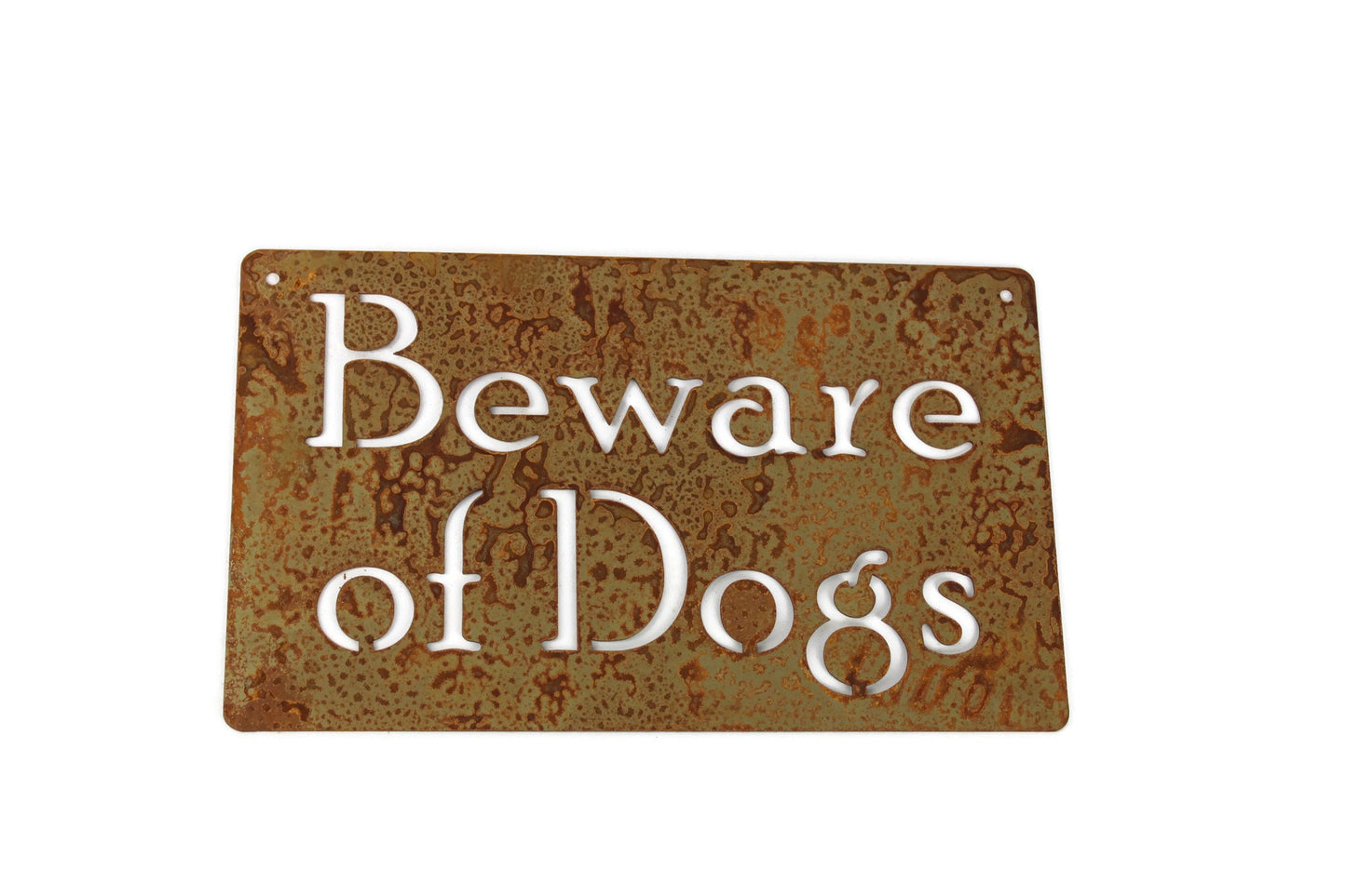 Beware of Dogs rusty garden hanging sign
