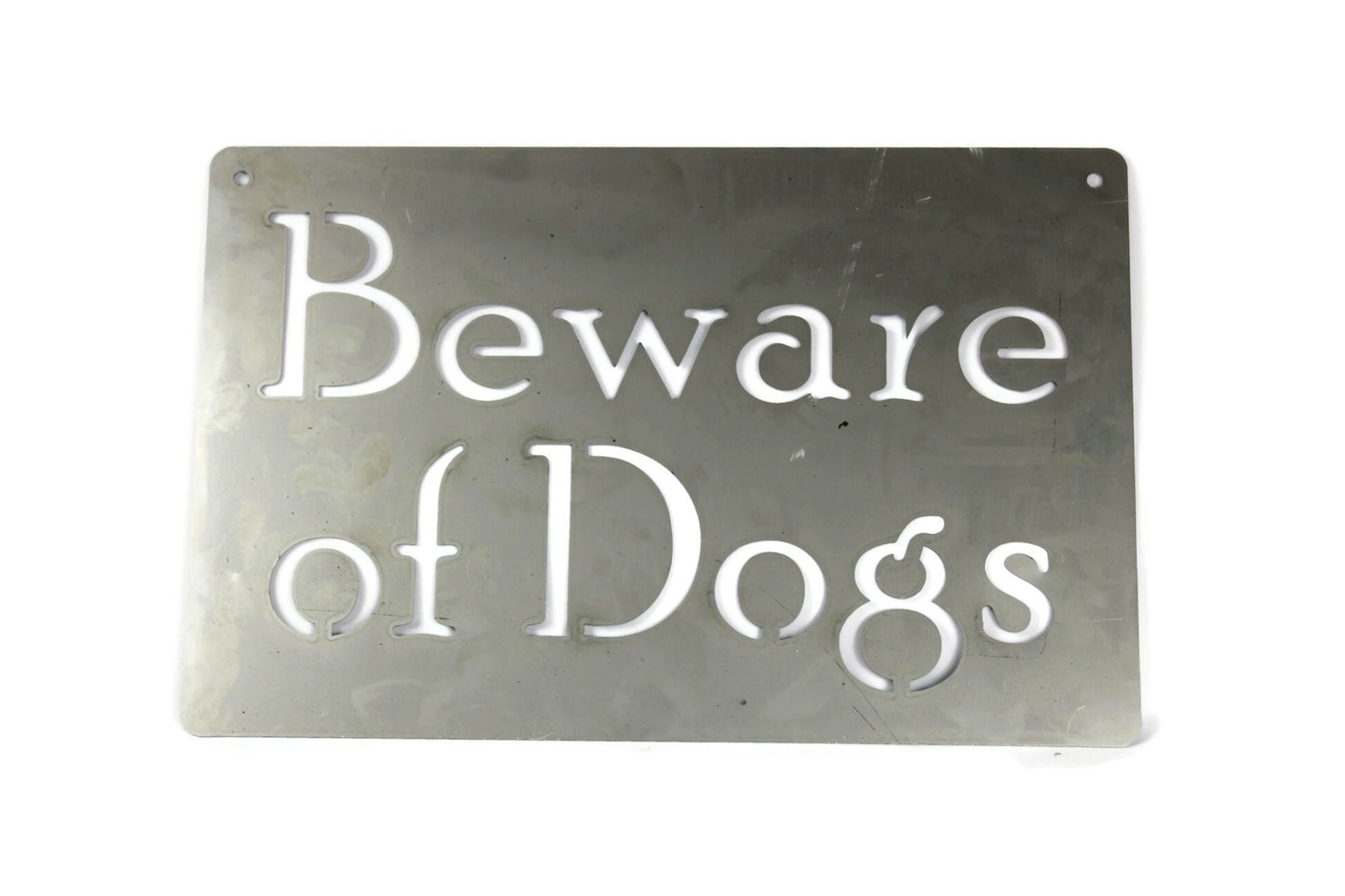 Beware of Dogs mint white powder coated garden hanging sign