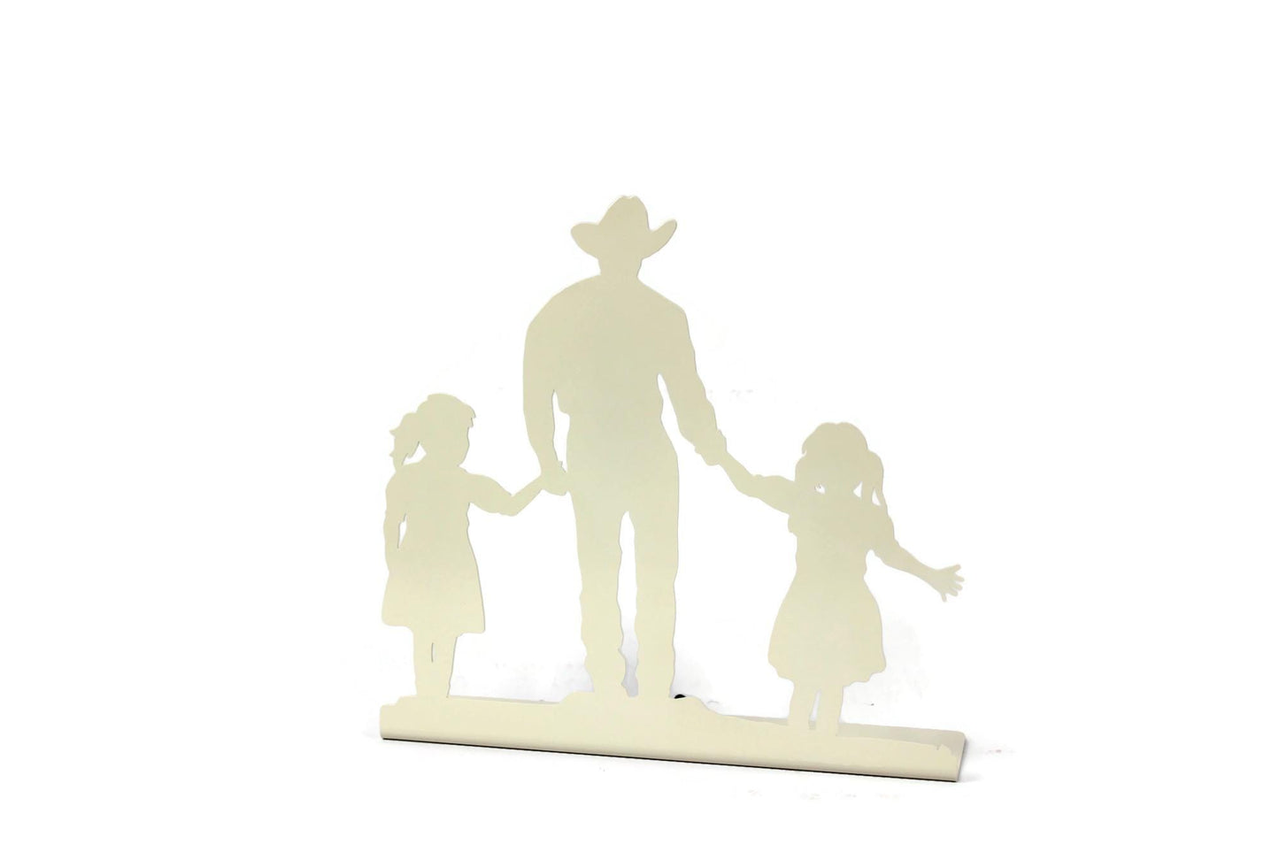 Cowboy and Two Daughters Metal Tabletop Decor 10 Inches Tall