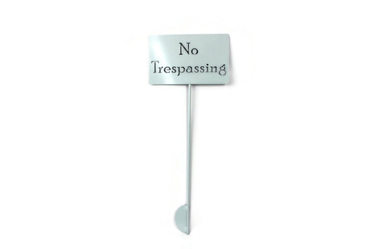 No Trespassing mint whtie powder coat garden stake sign