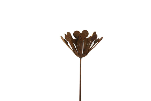Allium flower rusty metal garden stake