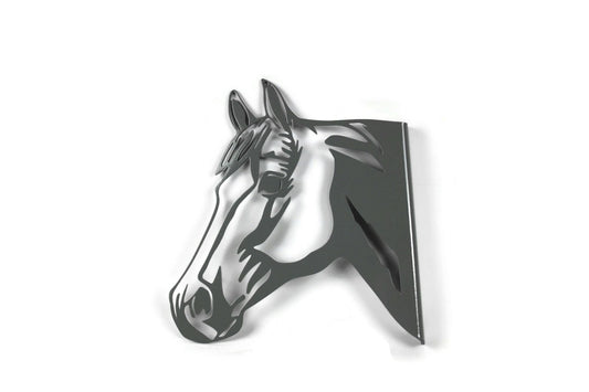 Gray powder coat metal horse peek a boo sign