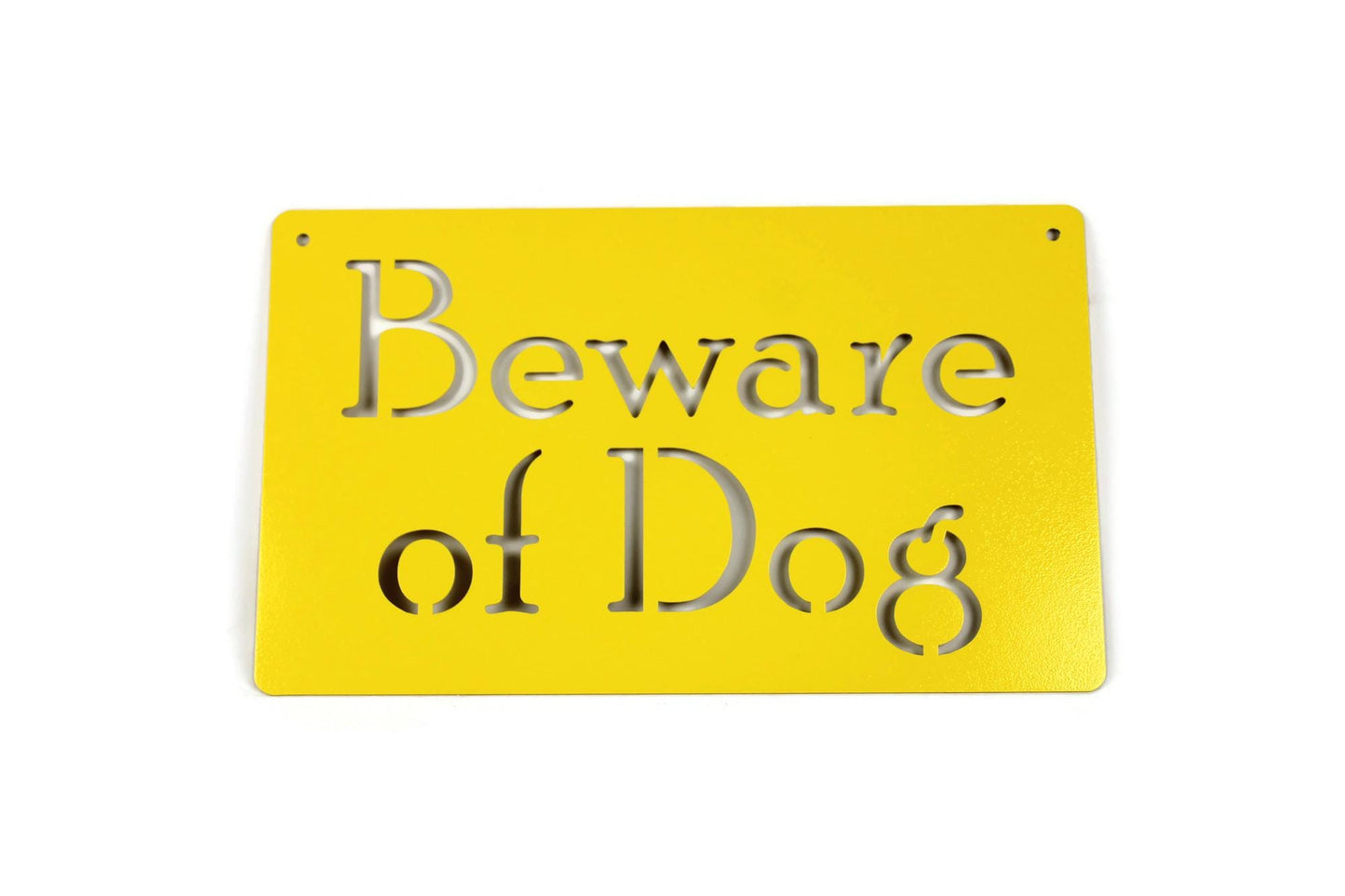 Beware of Dog yellow powder coated garden hanging sign