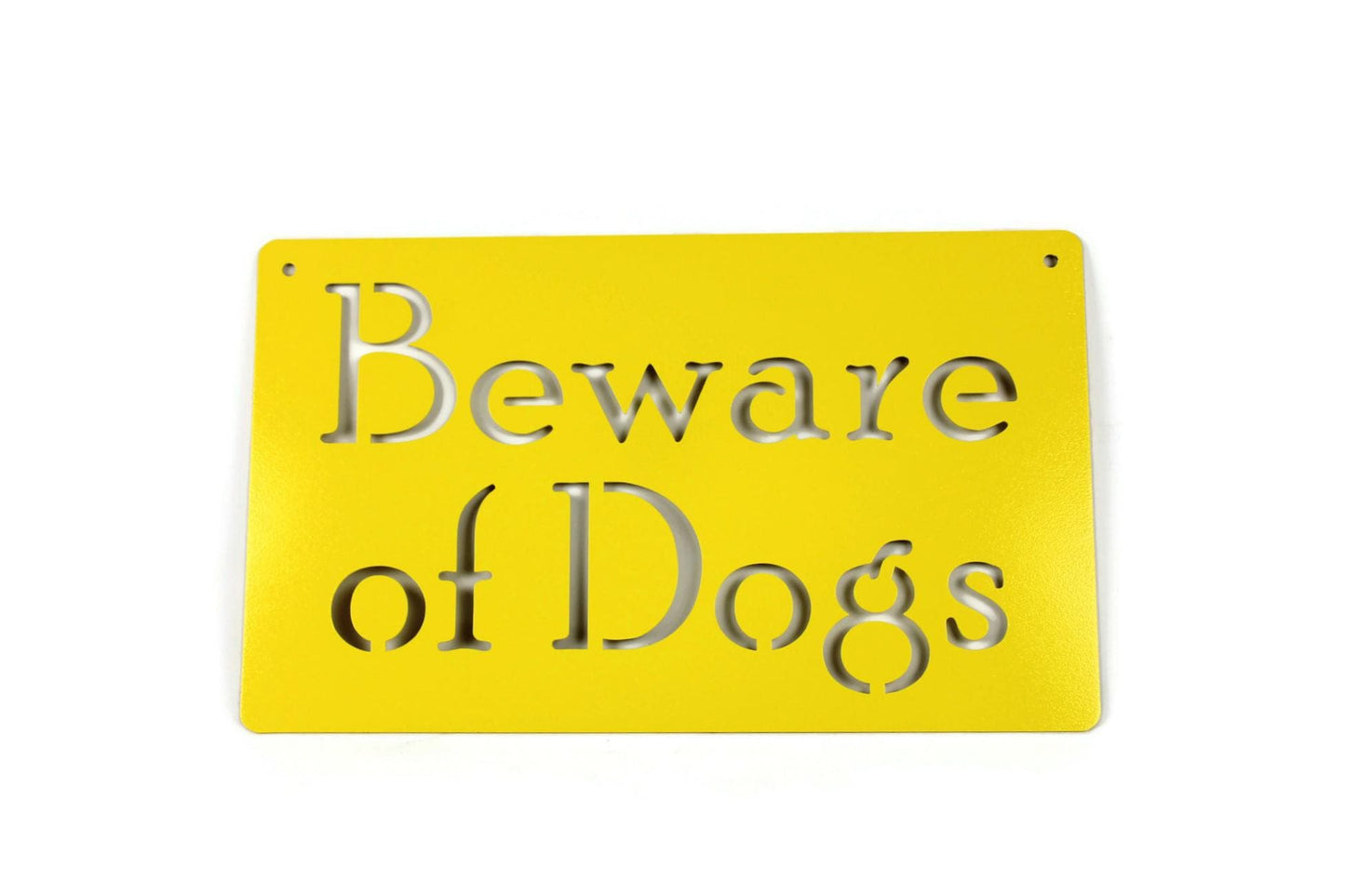 Beware of Dogs yellow powder coated garden hanging sign