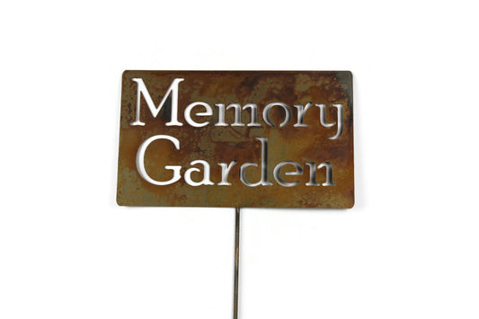 Memory Garden rusty garden stake sign