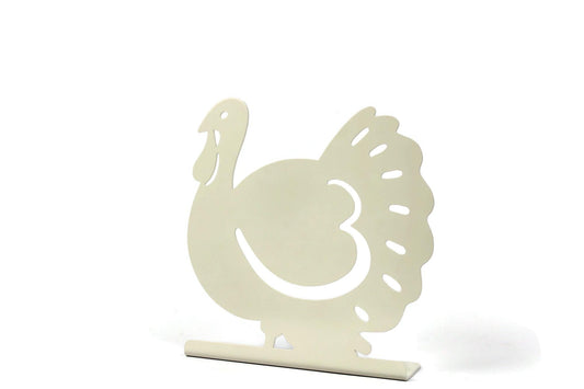 Cream powder coat metal Thanksgiving turkey tabletop stand