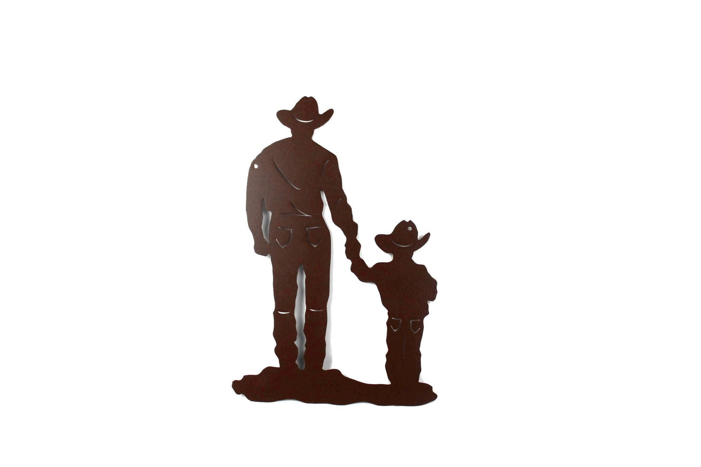 Cowboy and Son Metal Wall Art 15 Inches Tall