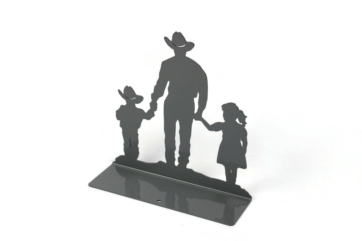 Cowboy and Kids Daughter and Son Metal Free Standing Decor 10 Inches Tall