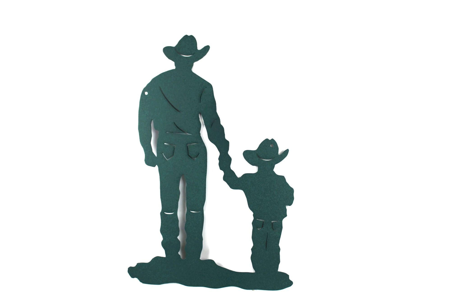 Cowboy and Son Metal Wall Art 15 Inches Tall