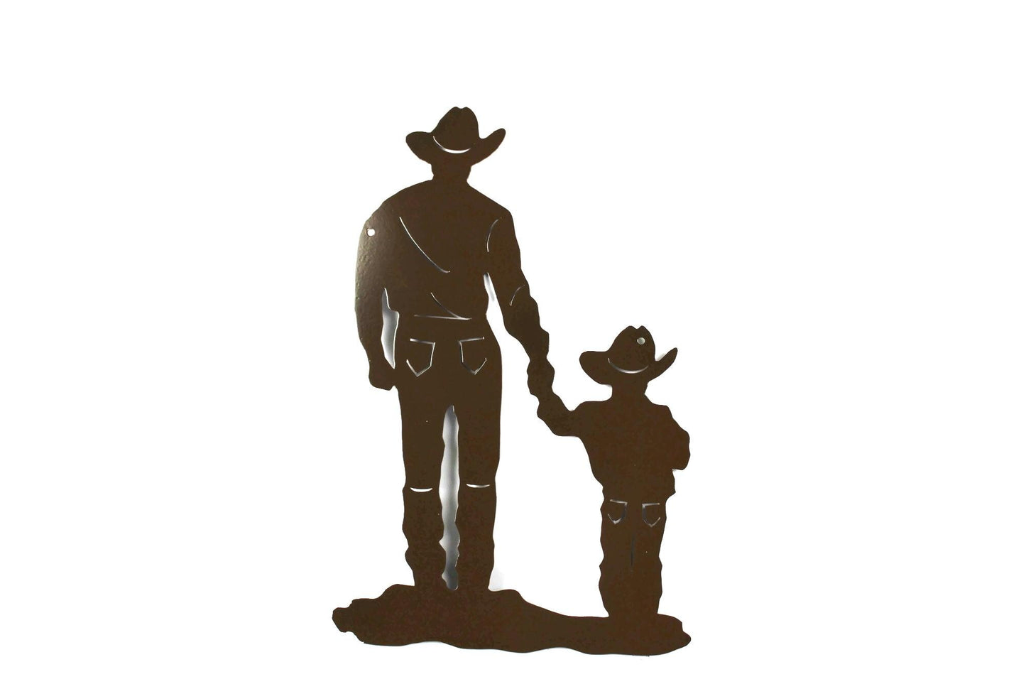 Cowboy and Son Metal Wall Art 15 Inches Tall