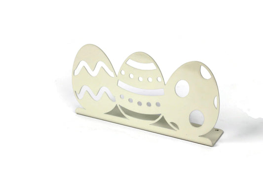 Cream powder coat metal easter eggs tabletop stand