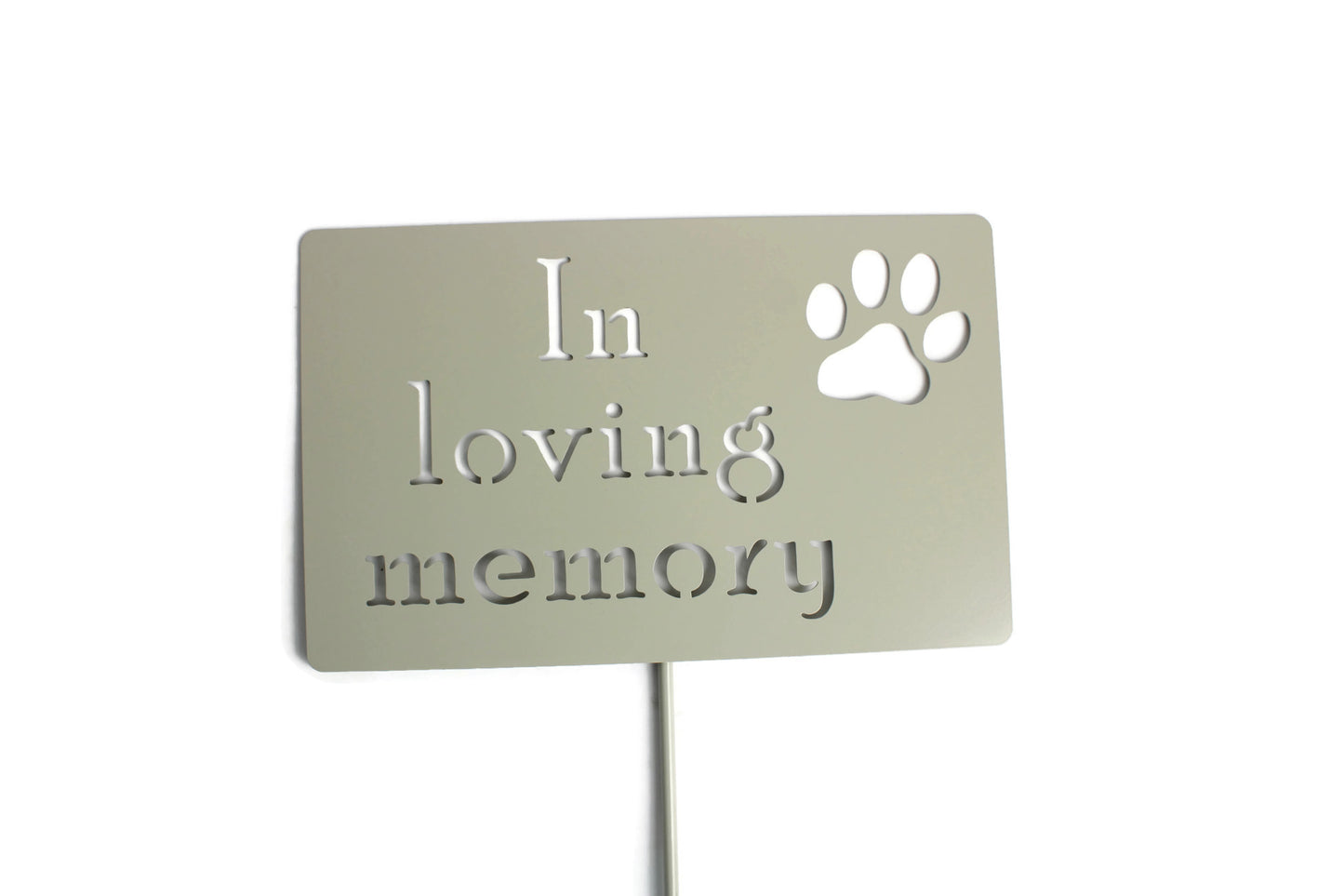 In loving memory Pet Memorial Paw Print Metal Stake Sign 23 to 48 Inches Tall