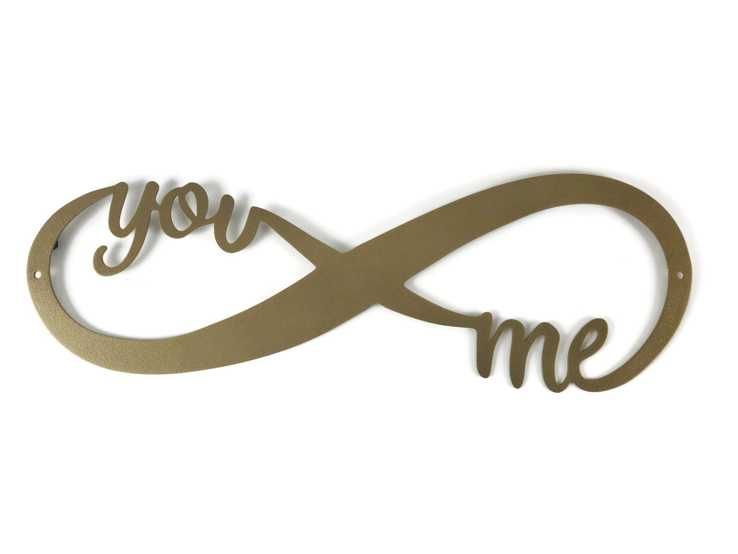 Bronze powder coat infinity You Me text metal wall sign
