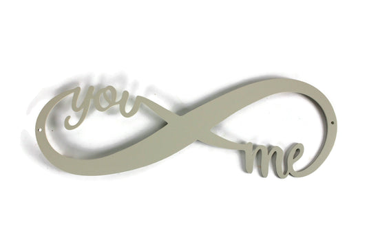 Cream powder coat infinity You Me text metal wall sign