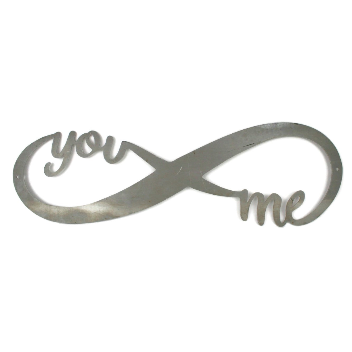 Raw steel infinity You Me text metal wall sign