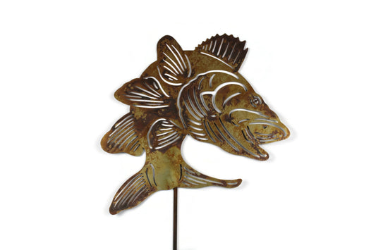 Jumping Walleye Metal Pond Stake 32 Inches Tall