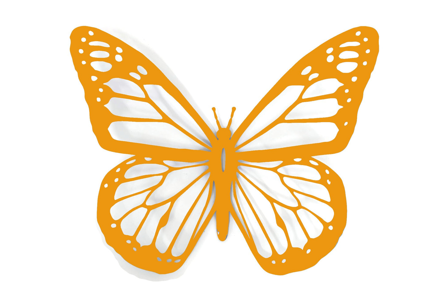 Dark yellow powder coat metal monarch butterfly wall art