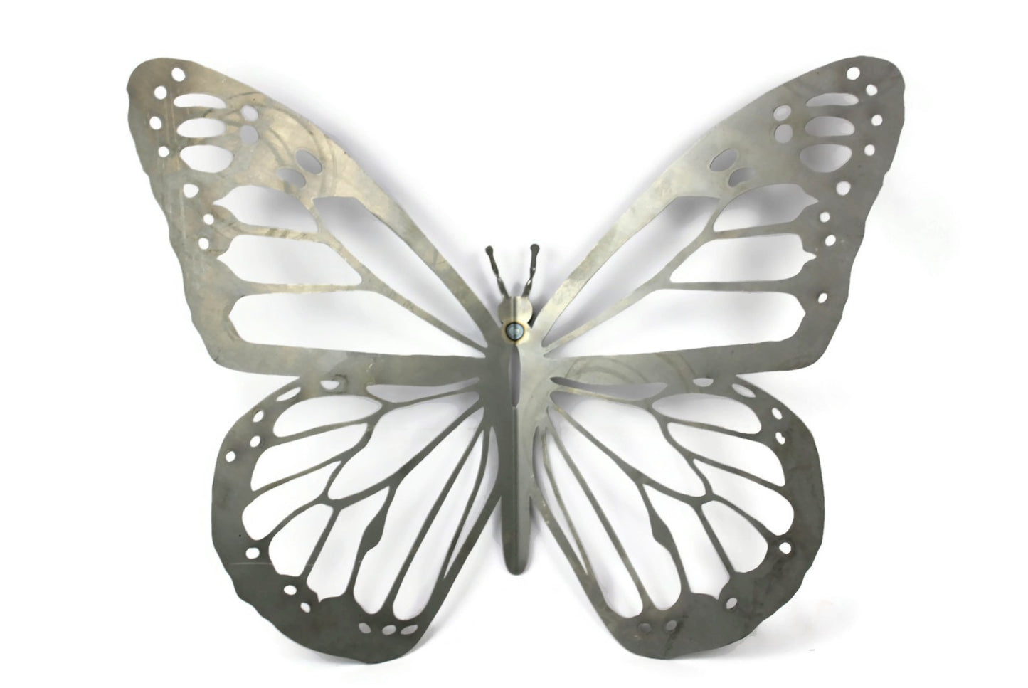 Raw steel metal monarch butterfly wall art