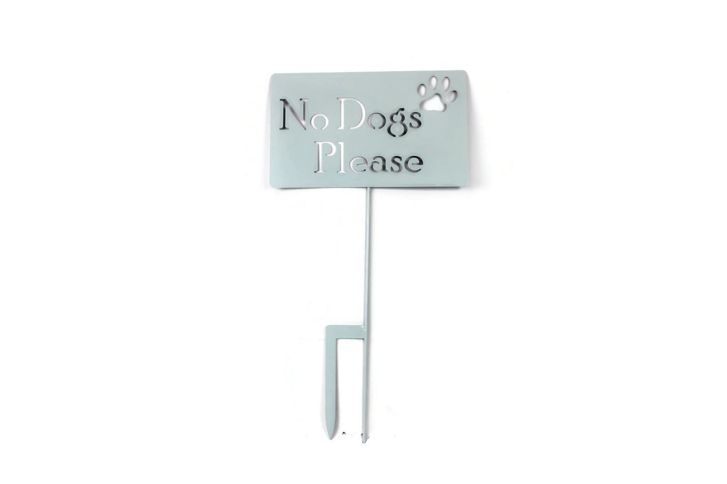 No Dogs Please large mint white powder coat garden stake sign