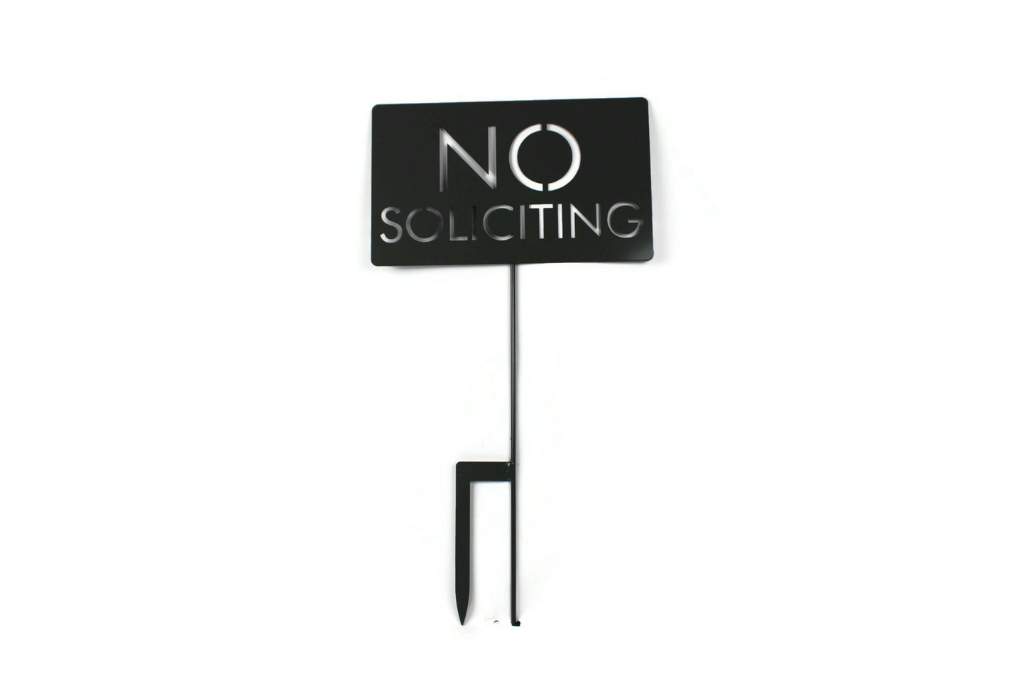 No Soliciting Block Text Metal Stake Sign 20 to 48 Inches Tall