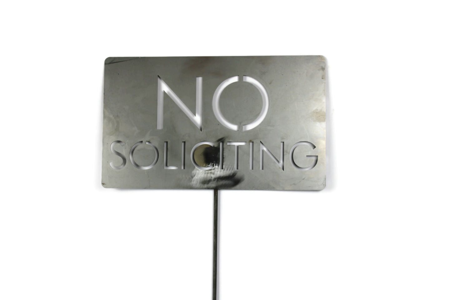 No Soliciting Block Text Metal Stake Sign 20 to 48 Inches Tall